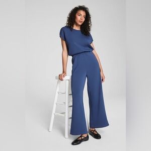 Spanx Air Essentials Cap Sleeve Cinched Jumpsuit Faded Indigo Large L